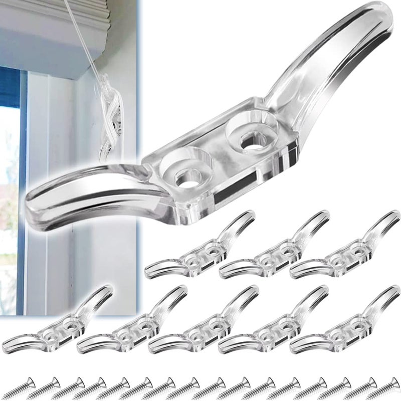 lofrcin Cord Cleats for Blinds, 8pcs Blind Cord Winder, Plastic Transparent Blind Cord Cleat with Screws for Window Blinds Curtains Sun Shades Ropes - Image 1